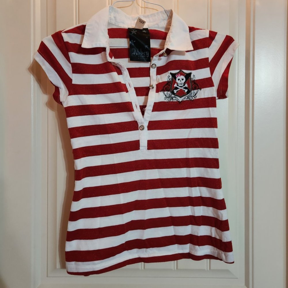 Vintage Y2K Emo Abbey Dawn Striped Collared Shirt